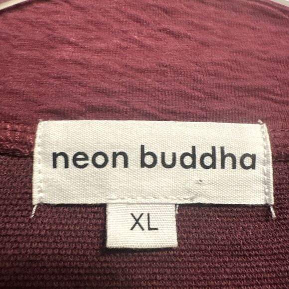 Neon Buddha Button Up Shirt Jacket Artisan Size XL Artsy Lagenlook Craftcore - Picture 2 of 8